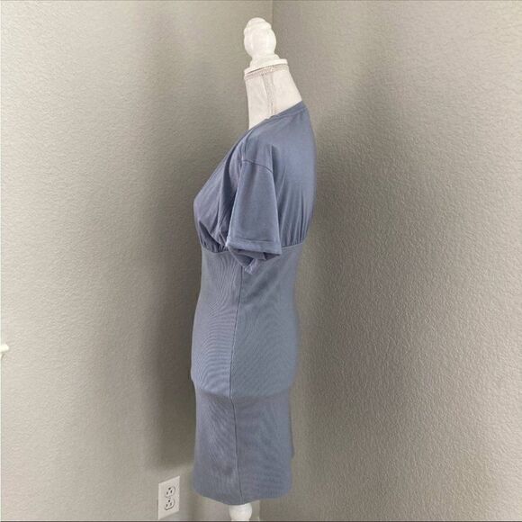 Topshop Womens Blue Short Sleeve Crewneck T-Shirt Mini Dress Size 8 - Picture 3 of 9